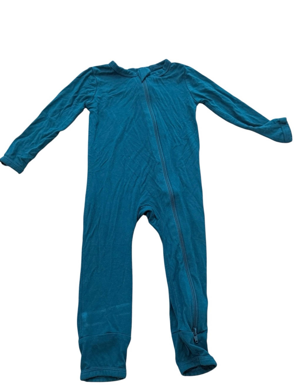 Kyte Baby Teal Blue Bamboo Zipper Sleeper Romper Stretchy 12-18